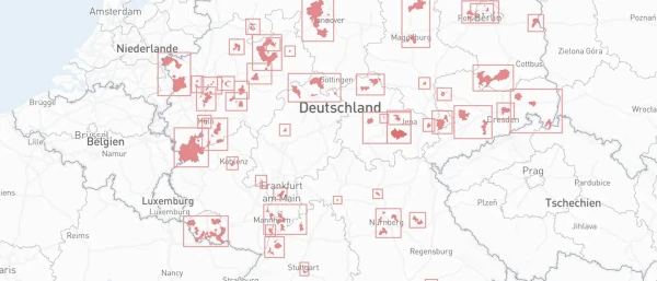 A map of Germany showing emergency networks, with colored areas representing regions covered by different networks.